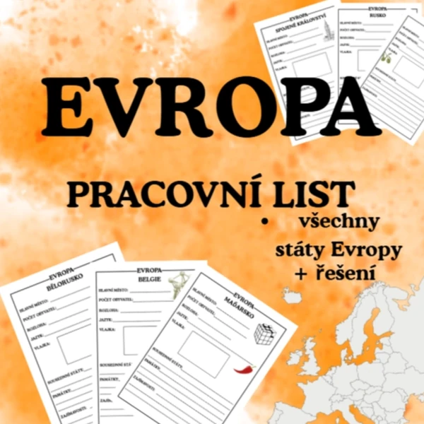 EVROPA - pracovní listy jednotlivých států