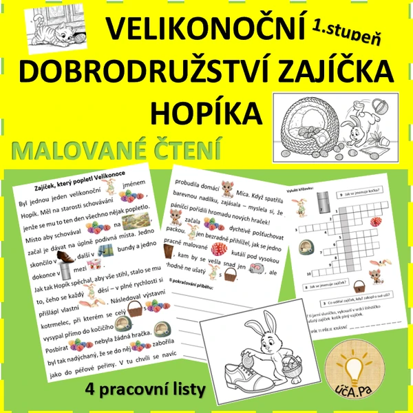 VELIKONOČNÍ DOBRODRUŽSTVÍ ZAJÍČKA HOPÍKA - MALOVANÉ ČTENÍ