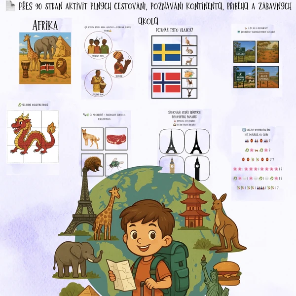 🌍✈️ KUBOVA CESTA KOLEM SVĚTA – výukový PDF soubor pro děti v MŠ 🎒🧳