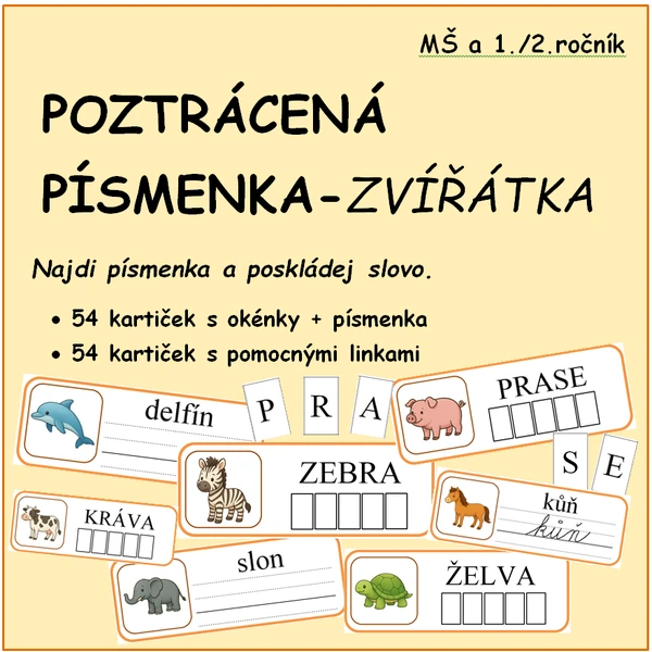 POZTRÁCENÁ PÍSMENKA - ZVÍŘÁTKA