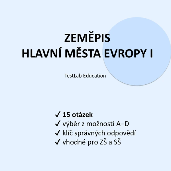 Zeměpis – Hlavní města Evropy I | Test (15 otázek)