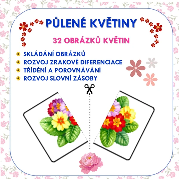 PŮLENÉ KVĚTINY - Skládání obrázků pro rozvoj zrakového vnímání