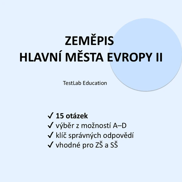 Zeměpis – Hlavní města Evropy II | Test (15 otázek)