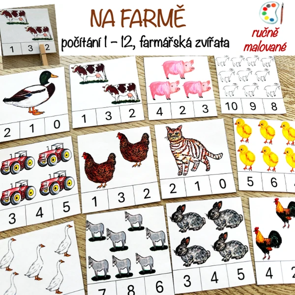 Počítání 1 - 12 Farma (kolíčková aktivita)