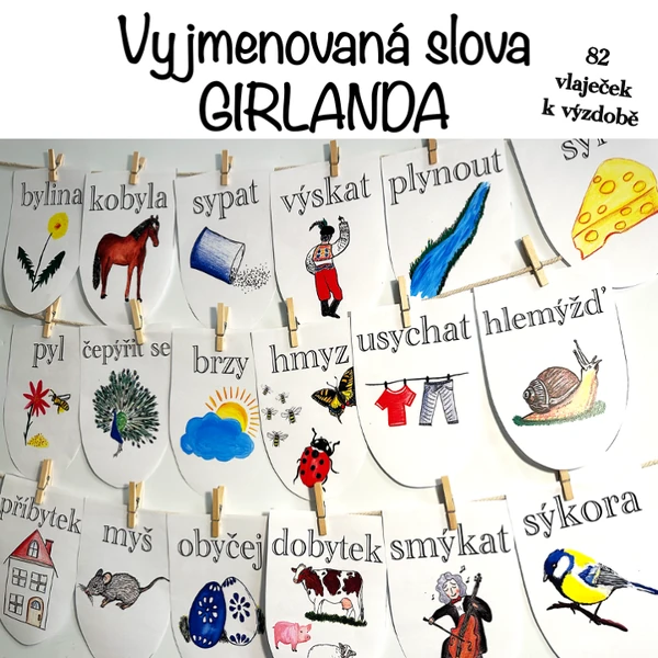 Vyjmenovaná slova - barevná girlanda