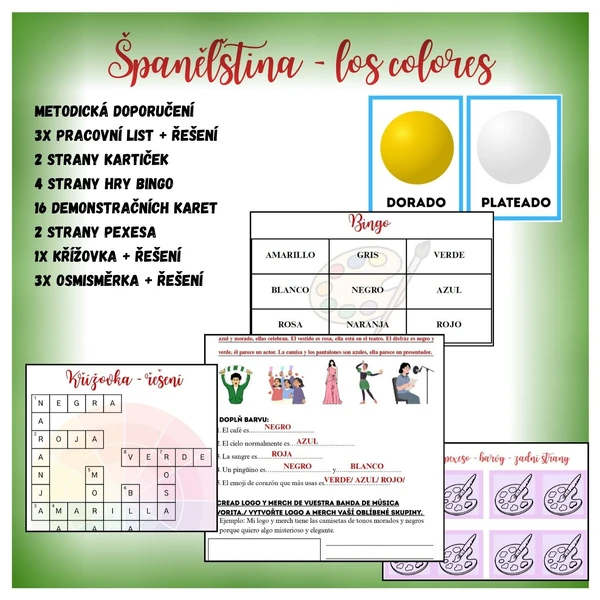 Španělština: barvy - soubor aktivit
