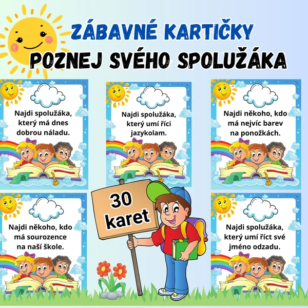 Poznej svého spolužáka - zábavné kartičky/komunikační kartičky/ranní kruh/komunitní kruh