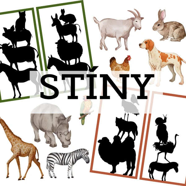 Stíny - zvířata ze statku a ze ZOO/lesa