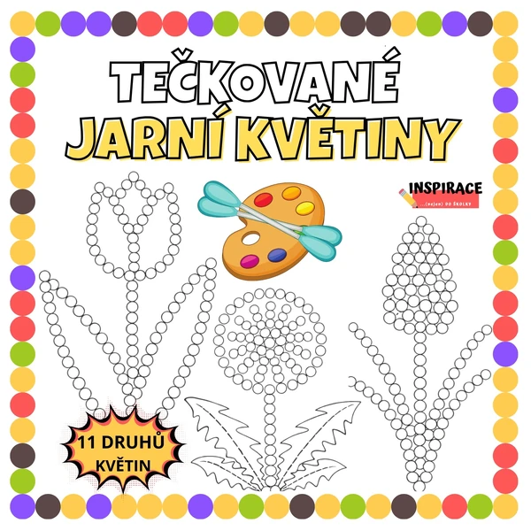 Puntíkaté - tečkované JARNÍ KVĚTINY🌷🌸🪻