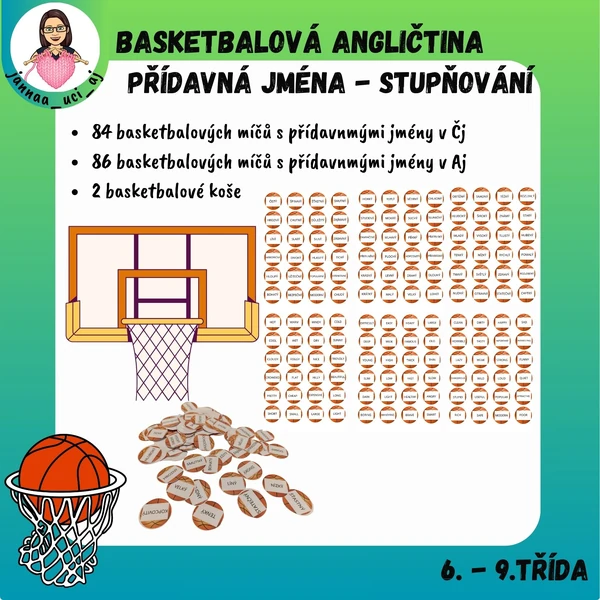 AJ - Basketbal - přídavná jména - stupňování