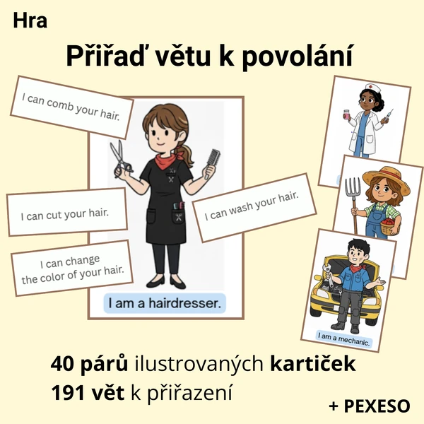 Hra: Přiřaď větu k povolání + pexeso