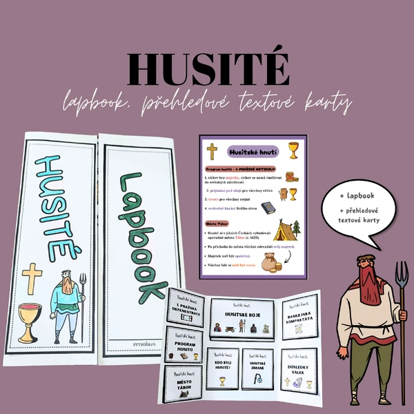 HUSITÉ: LAPBOOK, PŘEHLEDOVÉ TEXTOVÉ KARTY