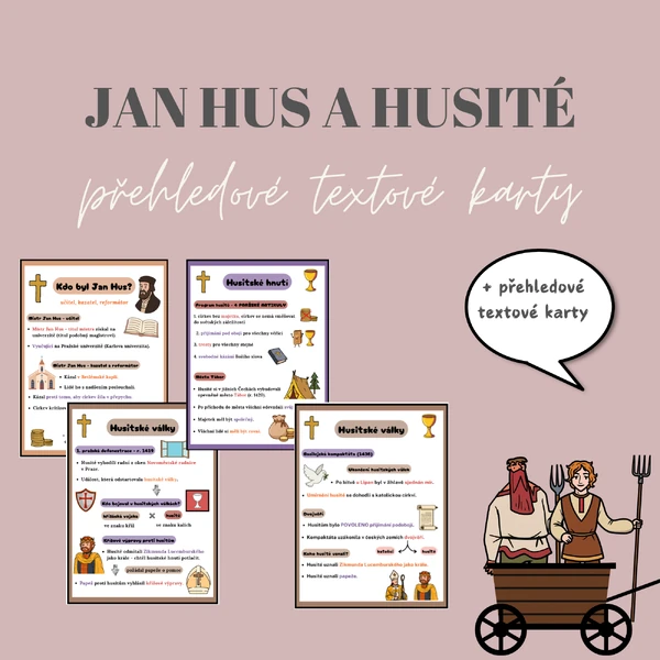JAN HUS, HUSITÉ - PŘEHLEDOVÉ TEXTOVÉ KARTY