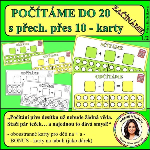 POČÍTÁME DO 20 s přech. přes 10 – karty – ZAČÍNÁME