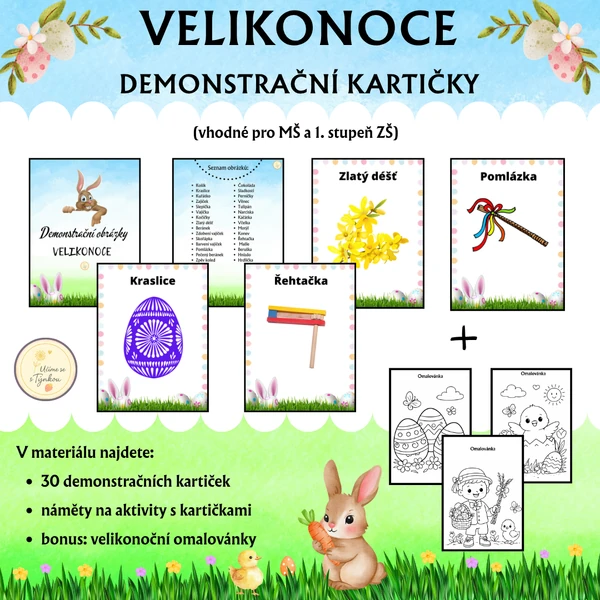 Velikonoce - demonstrační obrázky, aktivity a omalovánky