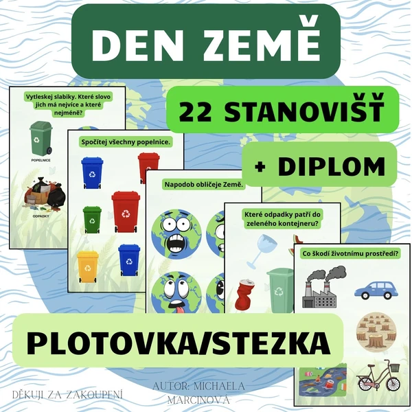 DEN ZEMĚ (22 úkolů + diplom) - Velká plotovka/stezka