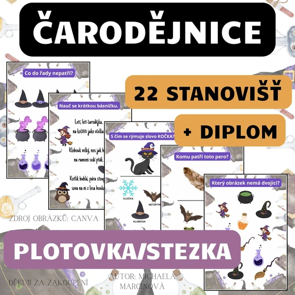 ČARODĚJNICE (22 úkolů + diplom) - Velká plotovka/stezka