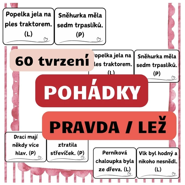 POHÁDKY - pravda/lež - 60 kartiček