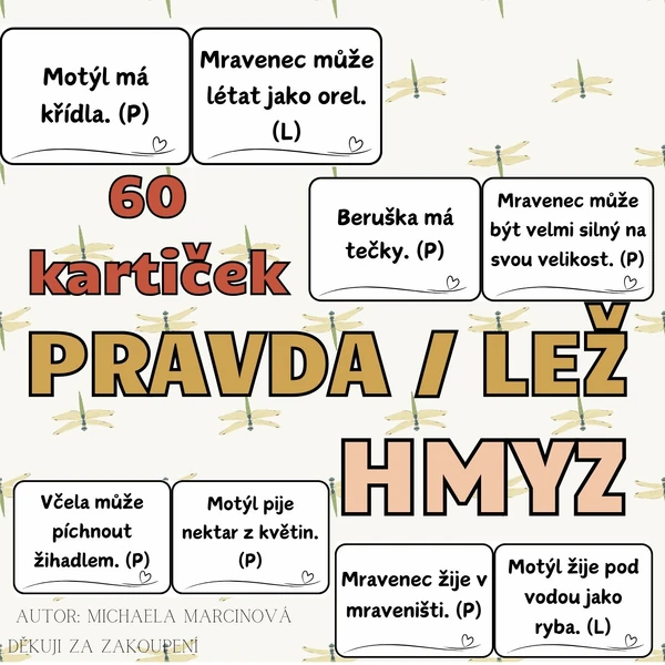 HMYZ - pravda/lež - 60 kartiček