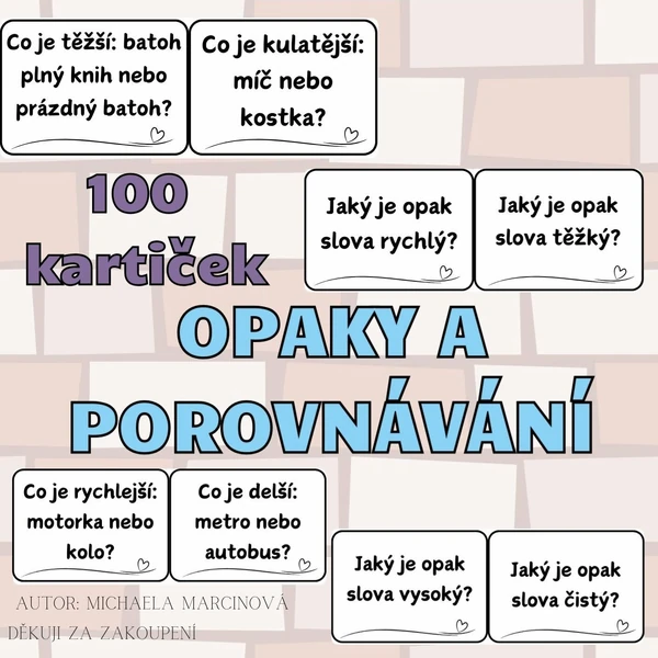 OPAKY a POROVNÁVÁNÍ - 100 kartiček