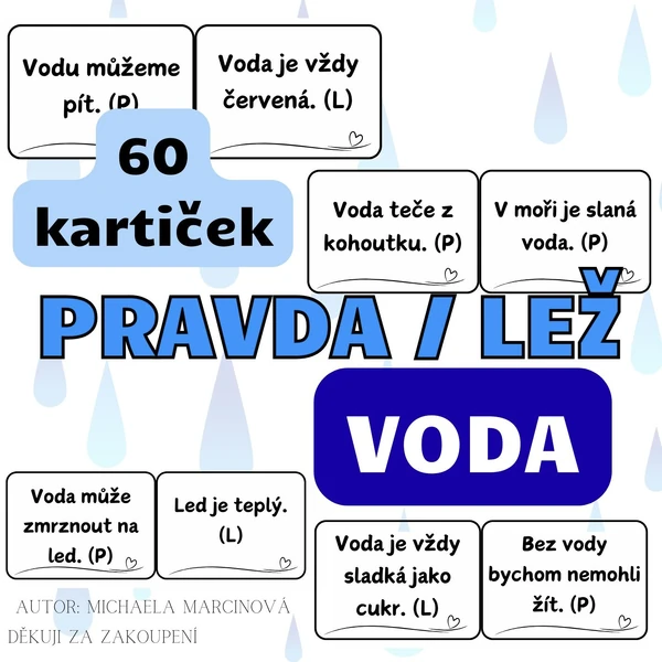 VODA - pravda/lež - 60 kartiček