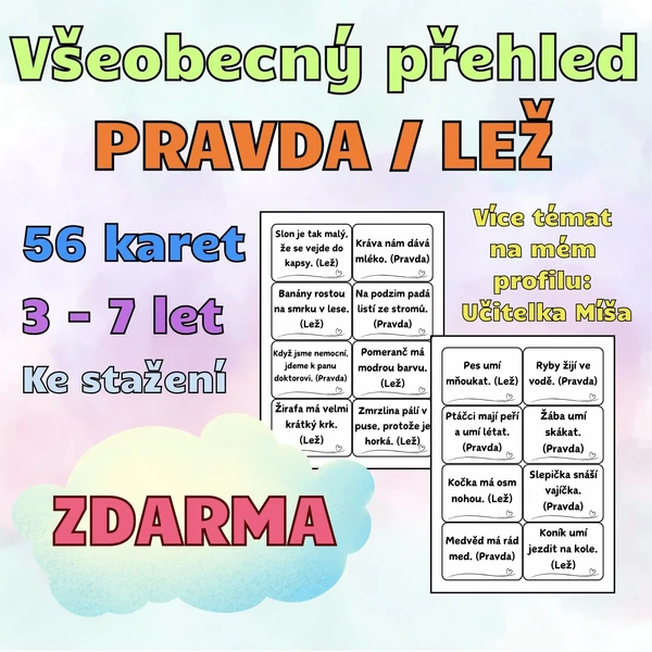 PRAVDA / LEŽ - 56 kartiček