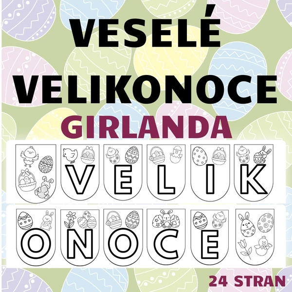 VELIKONOČNÍ GIRLANDA - černobílá