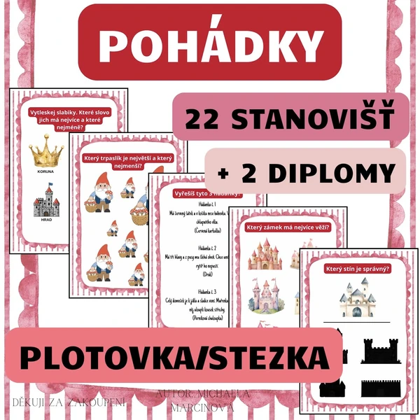 POHÁDKY (22 úkolů + 2 diplomy) - Velká plotovka/stezka