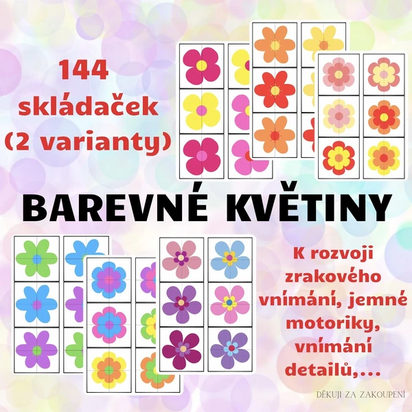 KVĚTINY - 2 varianty skládaček (144 skládaček)