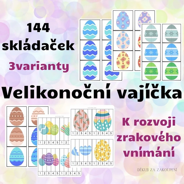 VELIKONOČNÍ VAJÍČKA - 144 skládaček (3 varianty)