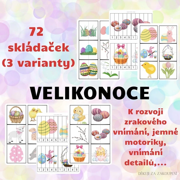 VELIKONOCE - 72 skládaček (3 varianty)
