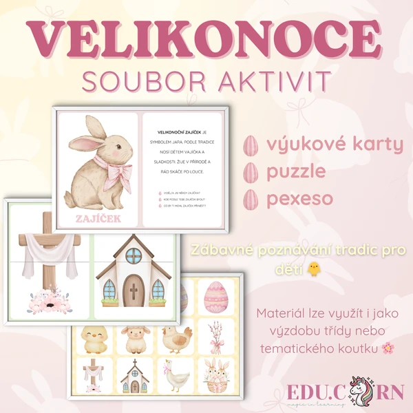 🐣 Velikonoční symboly – výukové karty, puzzle a pexeso 🌷