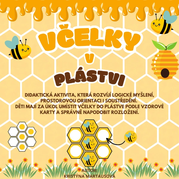🐝 Včelky v plástvi – skládání podle vzoru