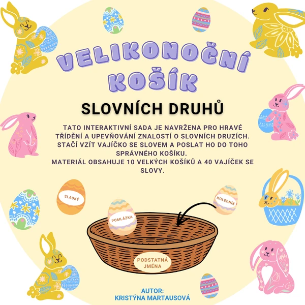 Velikonoční košík slovních druhů - Poznáváme slovní druhy