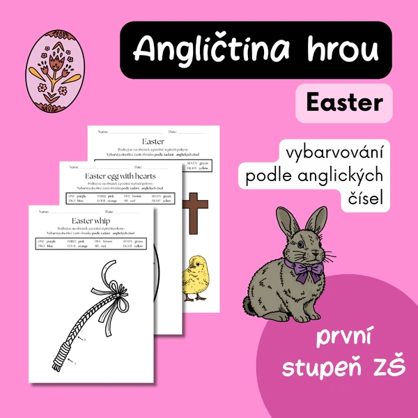 Angličtina hrou – Velikonoce - Easter - vybarvování podle čísel