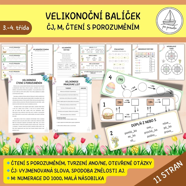 Velikonoční hravé učení | čeština, matematika a čtení v jednom