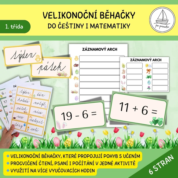 Velikonoční běhačky do ČJ i M pro prvňáčky