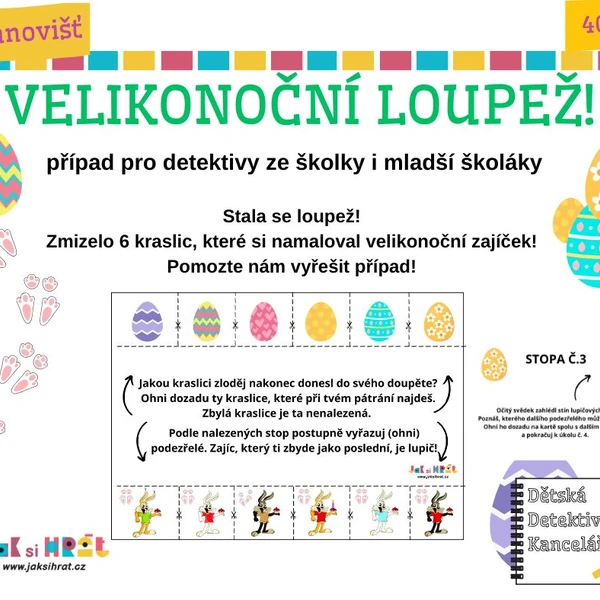 Velikonoční detektivní případ pro předškoláky a mladší školáky