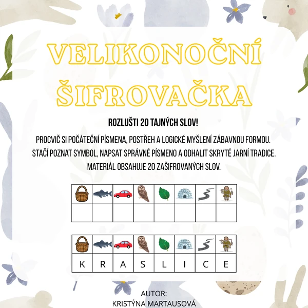 Velikonoční obrázková šifra - Rozlušti 20 tajných slov! 