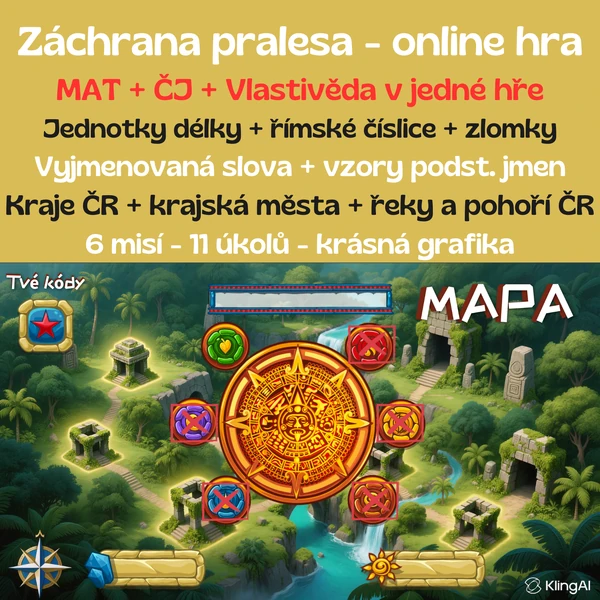 Zachraň prales - obsáhlá online hra (Mat, ČJ, Vlastivěda)