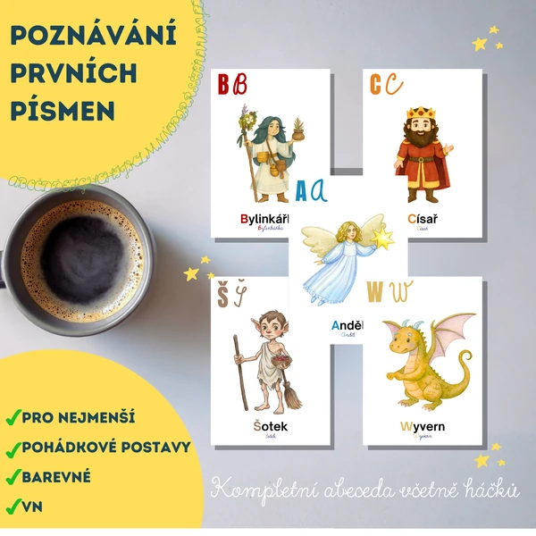 Poznávání prvních písmen - pohádkové postavy