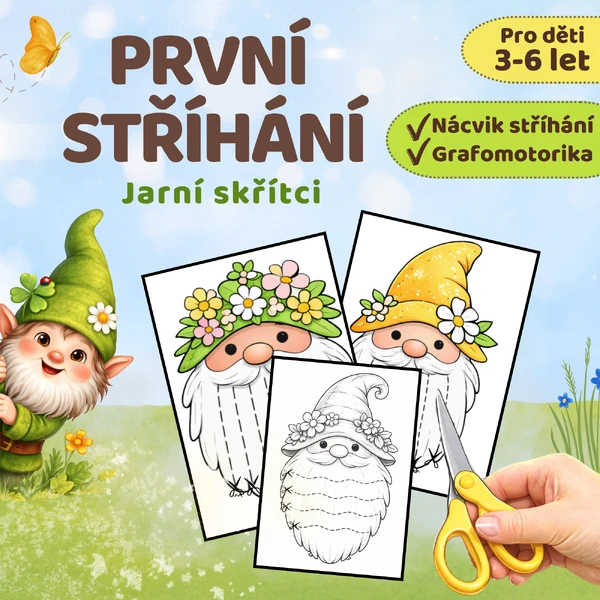 Nácvik stříhání – jarní skřítci, grafomotorika