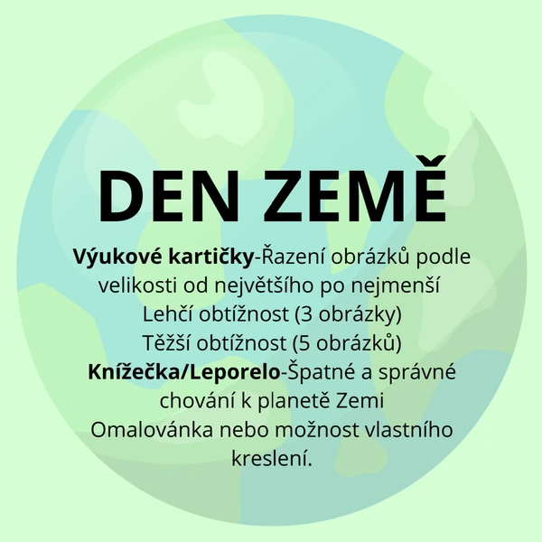 DEN ZEMĚ-Knížečka, Skládání obrázků podle velikosti