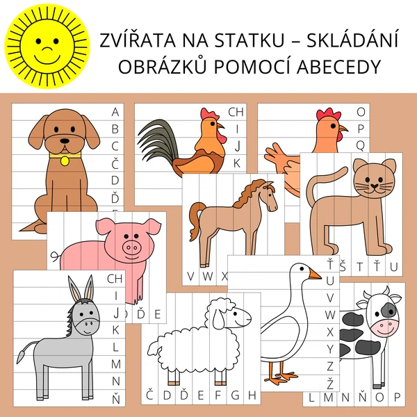 ZVÍŘATA NA STATKU – SKLÁDÁNÍ OBRÁZKŮ POMOCÍ ABECEDY