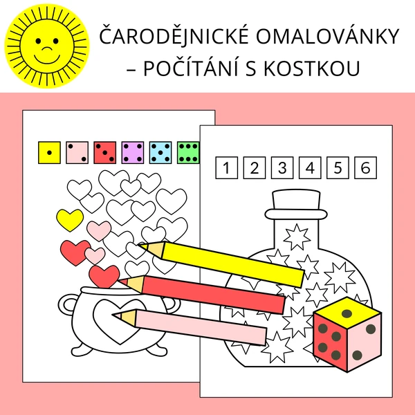 ČARODĚJNICKÉ OMALOVÁNKY – POČÍTÁNÍ S KOSTKOU