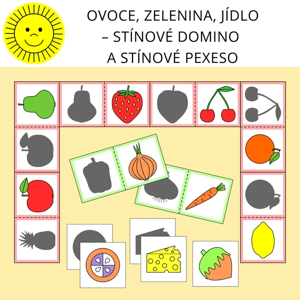 OVOCE, ZELENINA, JÍDLO – STÍNOVÉ DOMINO A STÍNOVÉ PEXESO