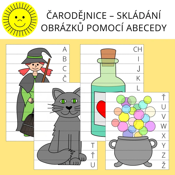 ČARODĚJNICE – SKLÁDÁNÍ OBRÁZKŮ POMOCÍ ABECEDY