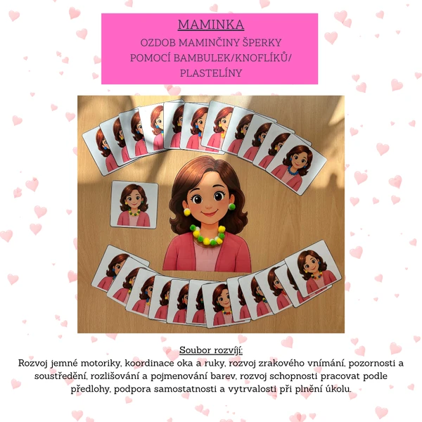 Maminka- ozdob maminčiny šperky barevnými bambulemi