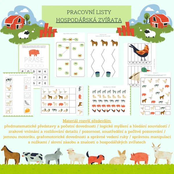 Hospodářská zvířata- pracovní listy