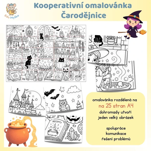 Kooperativní omalovánka ČARODĚJNICE